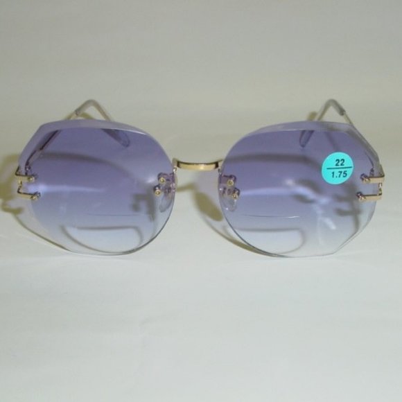 NWT Vintage 90's Lady Dia-Cut Bi-Focal Reading Sunglasses +1.00 (Gold/Blue) - Picture 1 of 4